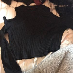 Black never worn open shoulder ribbed crop top